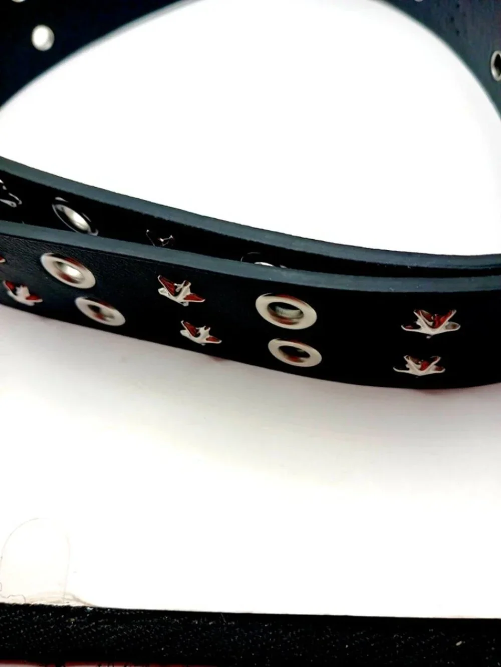 Stars + Grommets Black Vegan Leather Belt + 2 Rubber Grommet Bracelet New